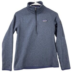 Patagonia Sweater Pullover Womens S Blue Mock Neck 1/4 Zip Fleece Lined Gorpcore